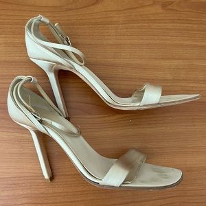 Calvin Klein Satin Ankle Strap Sandals Champagne Size 8.5 Open Toe Heels